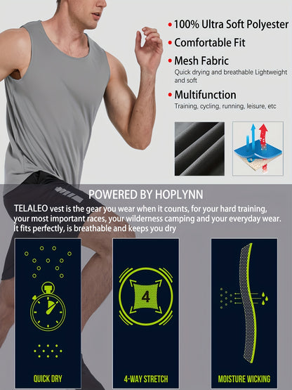 5pcs Men's Fitness Tank Top Sleeveless Mesh Muscle Fitness Shirt Quick Dry Fitness Tank Top Multi Color Fitness Training Wear, 2026, Valentine's Day, Gifts