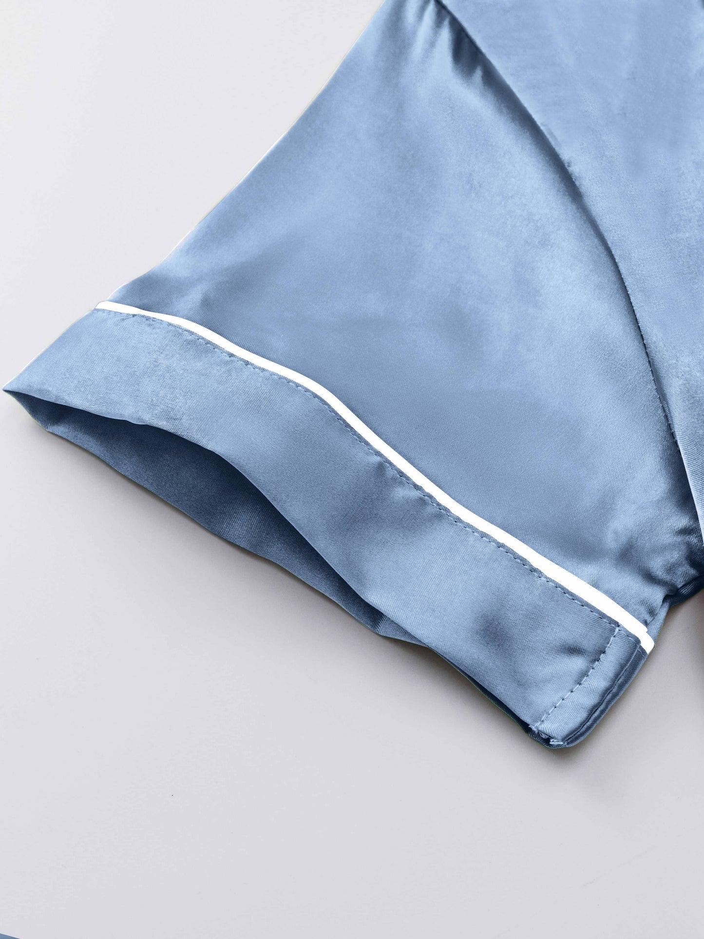 Casual Fashion Comfortable Spring/Summer/Autumn Satin Color Ding Short Sleeve Shirt & Elastic Shorts & Elastic Pants Three-piece Pajama Set
