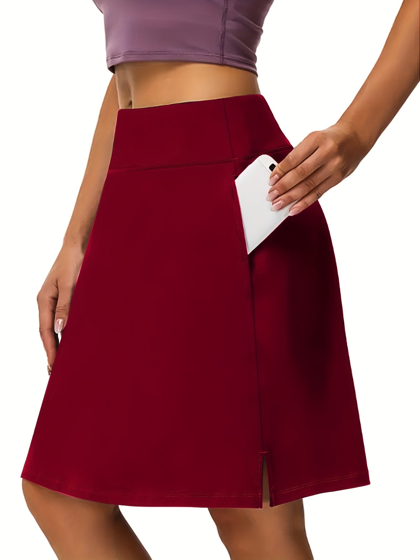 20-Inch Knee-Length Skorts for Women Featuring Five Pockets, High-Waisted Design, Suitable for Tennis And Golf, Long Athletic Skirt with Built-In Shorts