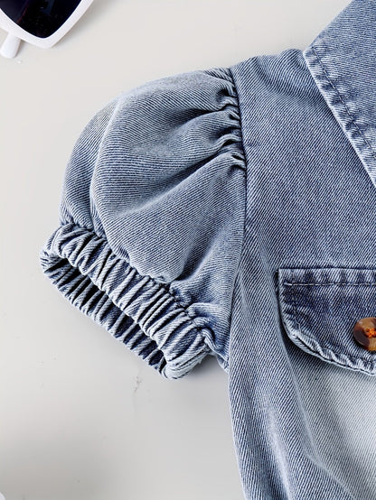 Girls Outfit Set - Denim-Look Long Sleeve Style 63429