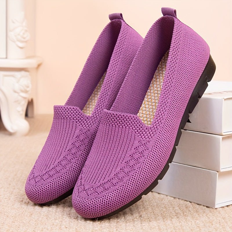 [Sneakers] Women'S Lightweight Breathable Slip-On Loafers- Summer Casual Shoes with Elastic Sides, Arch Support& Cushioned Insole, Purple Fabric Upper& Durable Rubber Sole for All-Season Comfort, Comfy Shoes