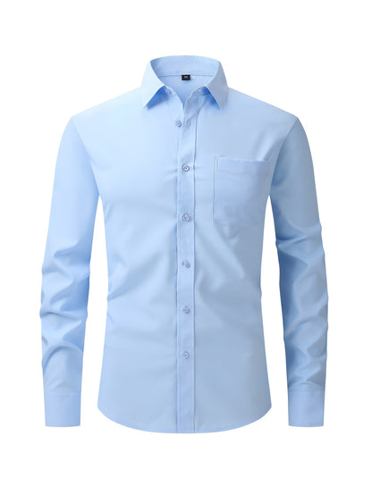 Men's Regular Fit Casual Button Shirts Long Sleeve Stretch Breathable Wrinkle Resistant Solid Work Weekend Wear