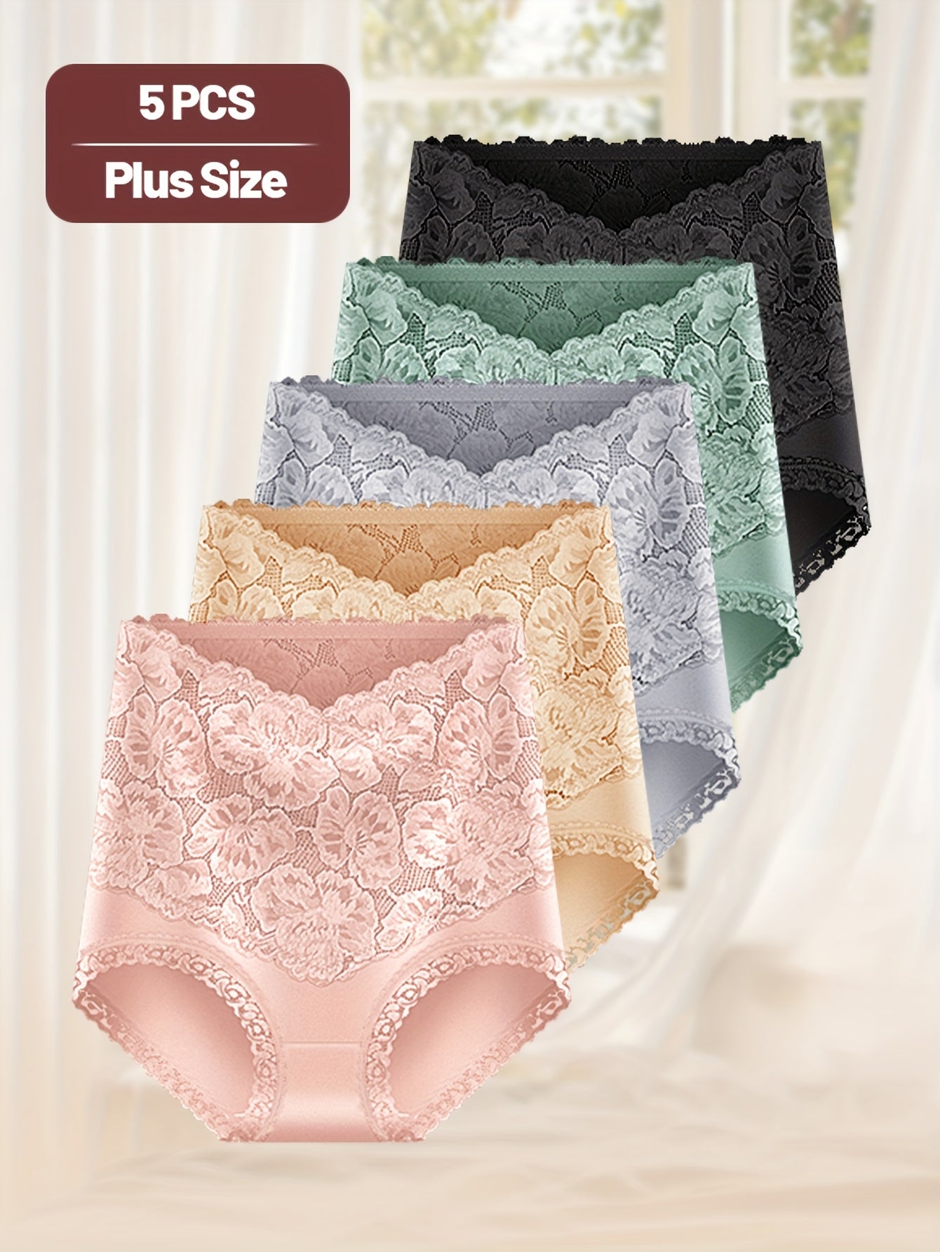 5pcs High Waist Belly-closing Ladies Large Size Underwear, Seamless Briefs Women'S Underwear Plus Size