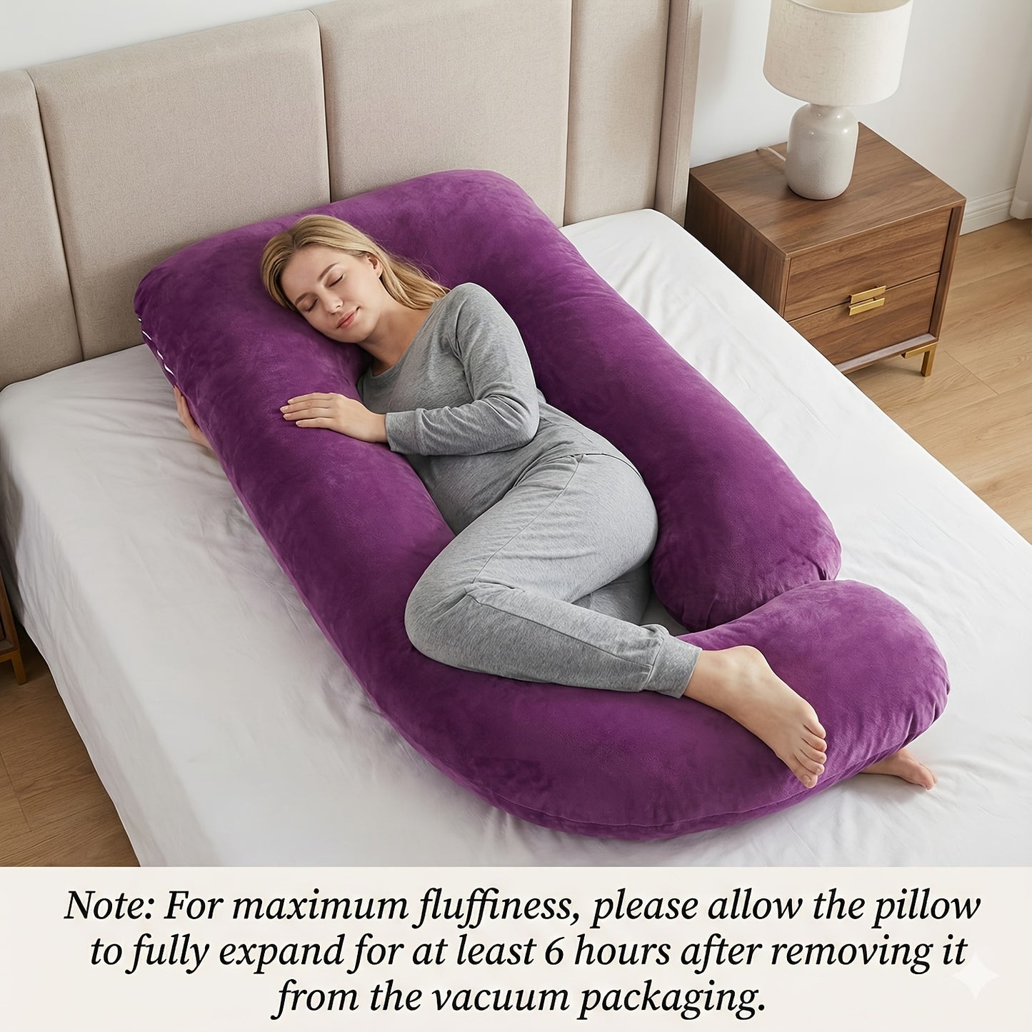 Crystal Velvet Maternity Pillow J-Shaped Full Body Pregnancy Pillow with Velvet Cover, 80-Inch Pregnancy Pillow, Provides Head, Back, Leg And Abdominal Support for Pregnant Women, Christmas Gift, Holiday Gift, Gift for New Moms