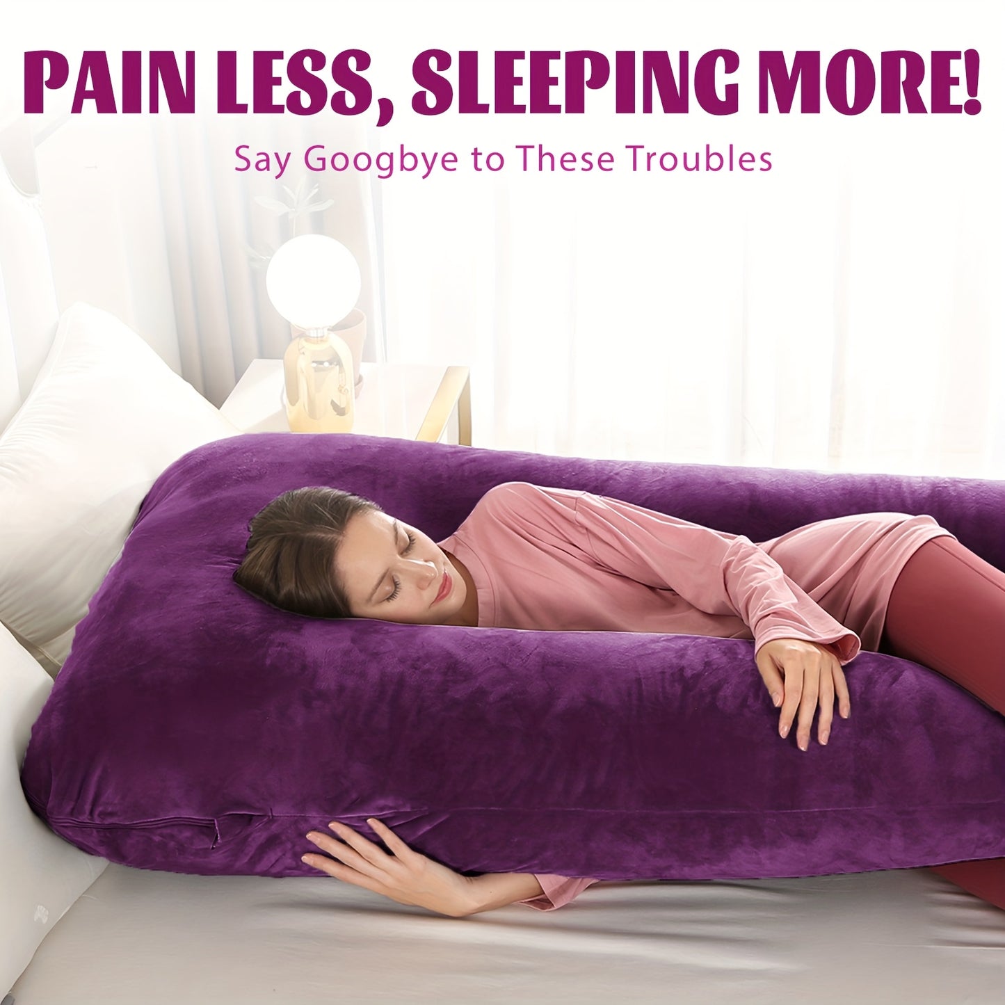 47-Inch U-Shaped Extra Large Pregnancy And Adult Luxury Full-Body Maternity Sleep Pillow, with Removable Pillowcase Cover, Ideal for Side Sleepers, Provides Support to Pregnant Woman'S Back, Hips, Legs, Belly, And Abdomen, Ensuring Comfortable Sleep