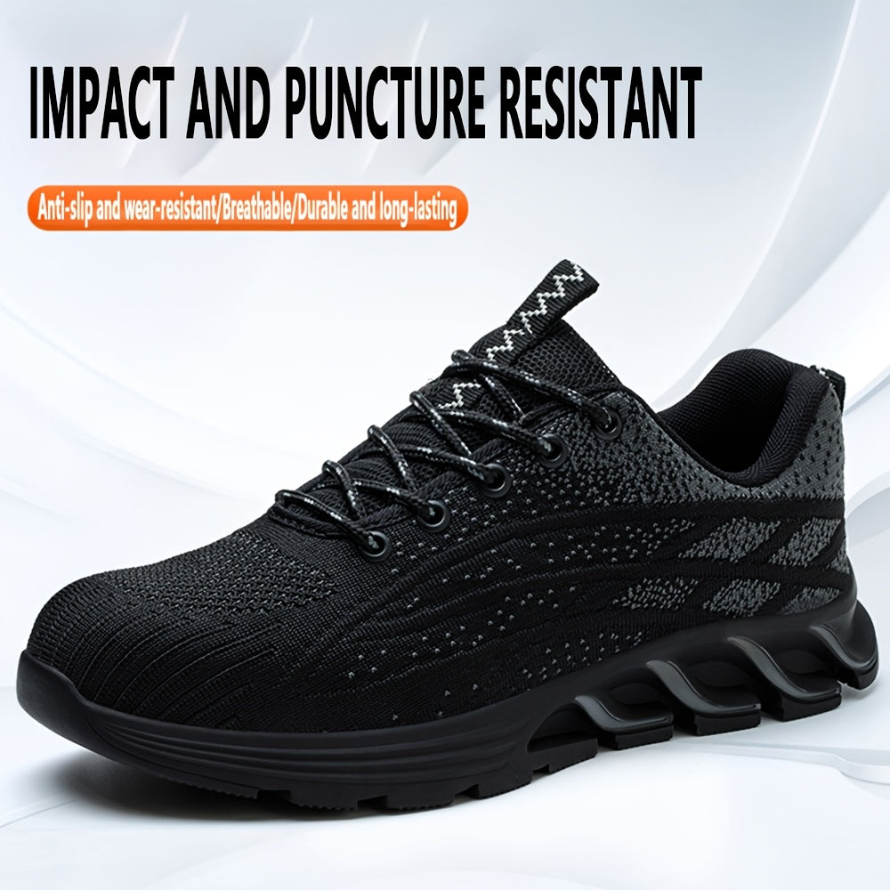 Rubber Sole Breathable Industrial Construction Protective Shoes Anti-smashing And Anti-piercing Steel Toe Shoes Men's Steel Toe Puncture Proof Anti-skid Work Steel Toe Anti-Puncture Breathable Lightweight Shoes Work Shoes