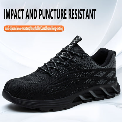 Rubber Sole Breathable Industrial Construction Protective Shoes Anti-smashing And Anti-piercing Steel Toe Shoes Men's Steel Toe Puncture Proof Anti-skid Work Steel Toe Anti-Puncture Breathable Lightweight Shoes Work Shoes