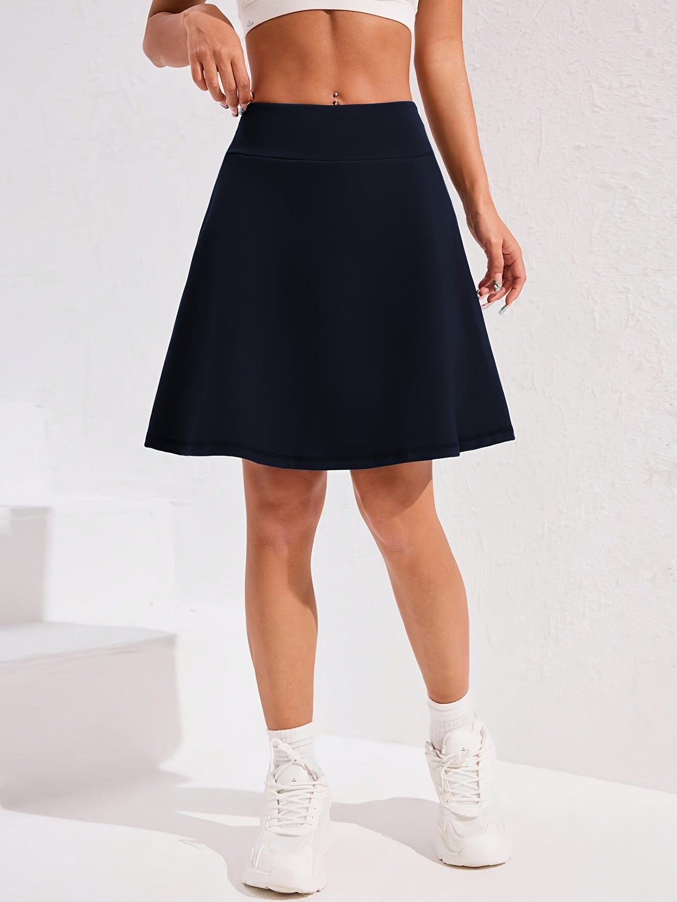 20-Inch Knee-Length Skorts for Women Featuring Five Pockets, High-Waisted Design, Suitable for Tennis And Golf, Long Athletic Skirt with Built-In Shorts