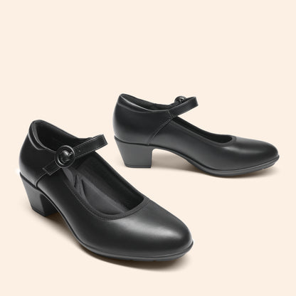Women's Pumps Low Chunky Mary Jane Heels Closed Toe Comfortable Work Dress Shoes