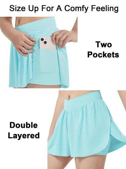 [2-In-1 Style Shorts] Set of 3 EXARUS Girls' Cross Shorts with Butterfly Design for Cheer And Dance, 2-In-1 Style with Pocket, Suitable for Ages 6 to 14 for Sports And Running
