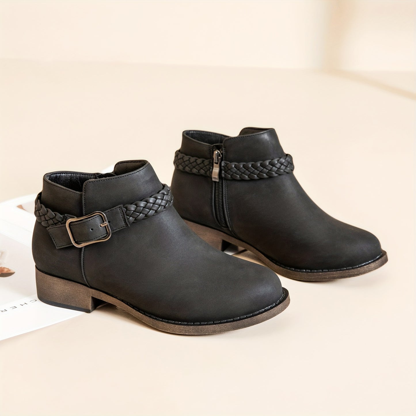 Ataiwee Women's Ankle Boots, Classic Side Zip Comfortable Platform Boots., Women Shoes
