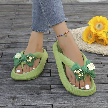 Women's EVA Platform Flip Flops - Casual, Low-Heel, Slip-On Sandals with Decorative Buckles, All-Season Comfort, Casual Footwear | Decorative Sandals | EVA Upper Material, EVA Sandals, Women Shoes