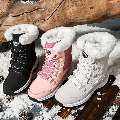Winter Women'S Outdoor Snow Boots, Anti-cold Warm Padded High Top Boots, Non-slip Comfortable Hiking Boots