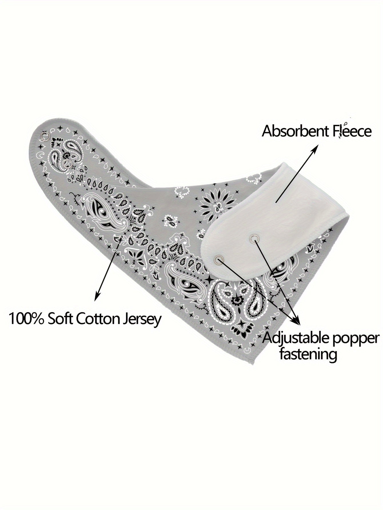 10pcs of Absorbent, Breathable, And Soft Adjustable Snap Bandana Bibs for Boys And Girls with Paisley Pattern, for Outdoor