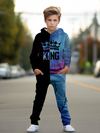 Random Sent .Boys 3D Print Hoodie Set Hoodie Pant Pocket Set, for Outdoor