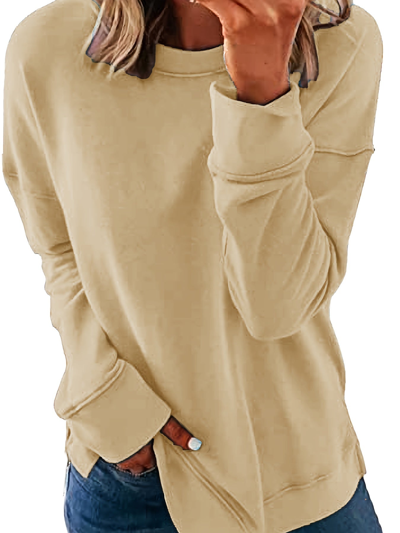 Women'S Autumn Winter Sweater, Long Sleeve Pullover Sweatshirt, Comfortable Casual Warm Style, Loose Fit Round Neck, Fashionable Street Style, 2026 Christmas Gift, Item, Essential Wardrobe Basic