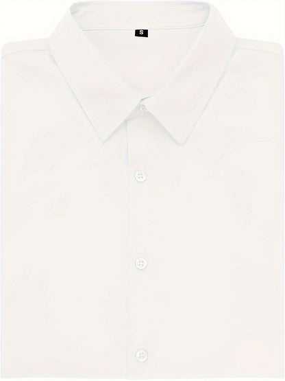 URRU Men's Muscle Fit Slim Stretch Dress Shirt - 4-Way Stretch Fabric (65% Rayon/25% Nylon/10% Spandex), Square Collar, Long Sleeve Button- Casual Shirt for All-Season Wear, Machine Washable Solid Color, Versatile Menswear, Classic Collar Design
