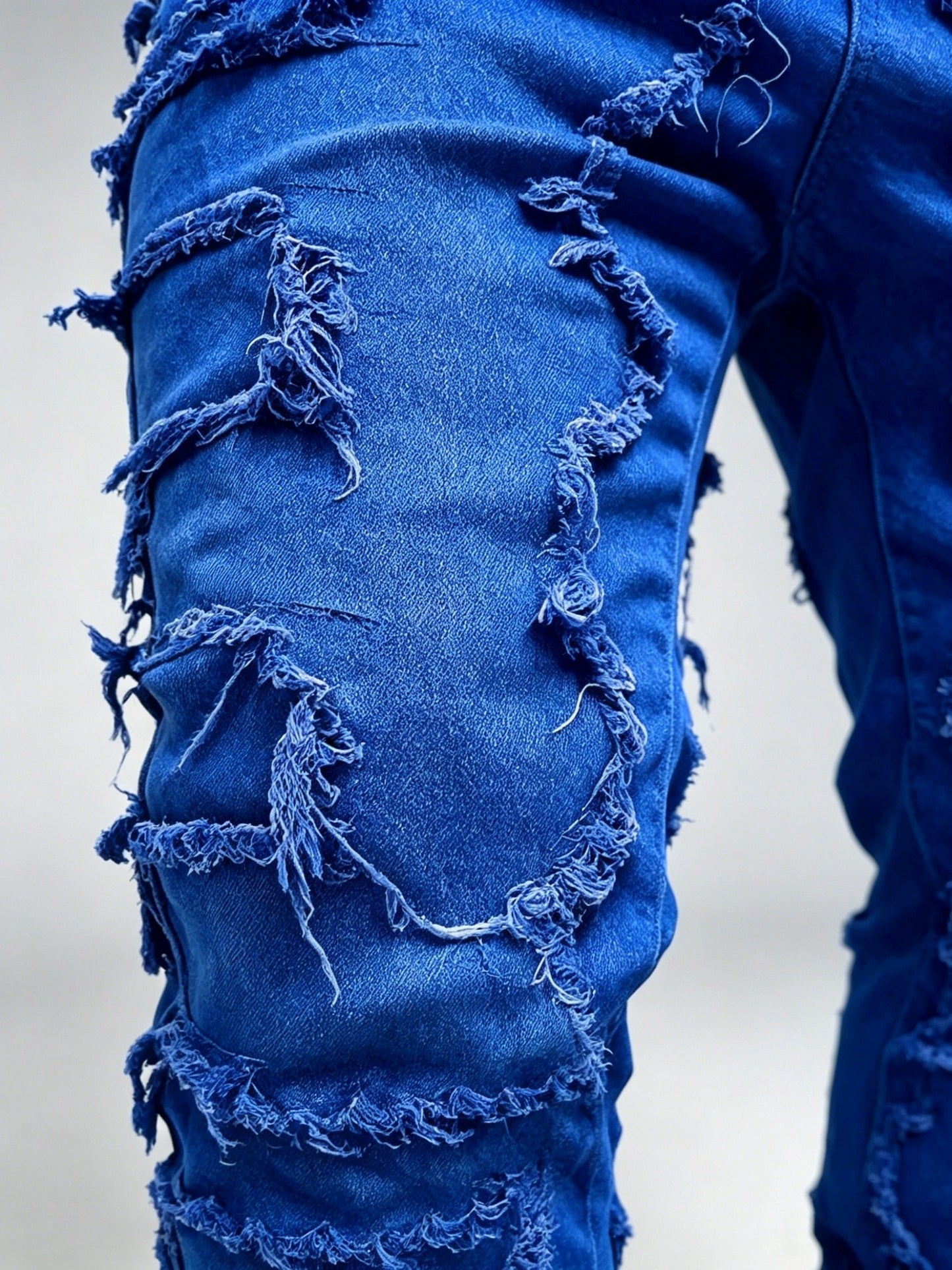 Men's Creative Tassel Decor Straight Fit Jeans, Men's Casual Mid-Rise Elastic Street Style Hip-Hop Skate Rap Jeans for All Seasons