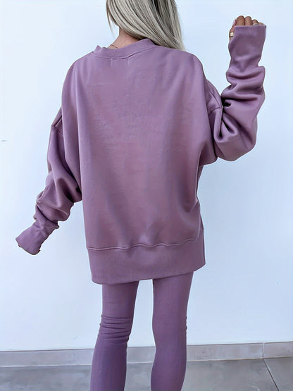Women'S Spring And Autumn Outdoor Sports Hoodie Set, Women'S Autumn Winter Long Sleeve Solid Color Hoodie Casual Set, Hoodie Top And Pants Yoga Two-Piece Set, Outdoor Running Fitness Set