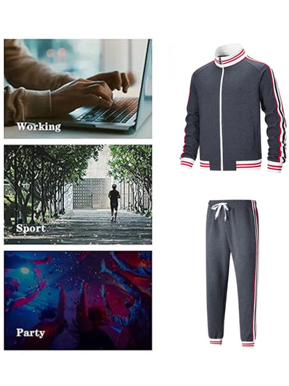 Men Track Suits Sets Long Sleeve Full-zip Sweatsuit Active Jackets And Pants 2pcs Outfits