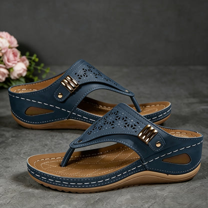 Women's Wedge Sandals, Casual And Comfortable Flip-flops, Non-slip Thick-soled Slippers, Breathable Hollow-out Summer Beach Shoes