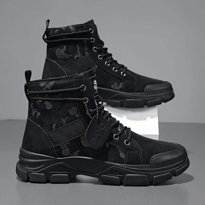[Tactical Boots for Men] ZHENYUEZU Men's Tactical Boots - Durable PU & Fabric Upper, Non-Slip PVC Outsole | All-Season Beige/ Camouflage Colorway, Lace-Up Closure for Hiking, Hunting, Everyday - Outdoor Boots, Camouflage Boots, Hiking Footwear