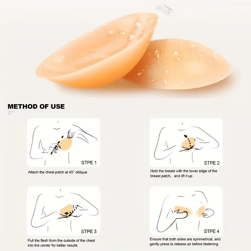 2 Pairs of Elegant Strapless Silicone Bra Pasties with Transparent Adhesive Straps - Seamless, Non-Irritating Design for Backless Outfits, Women’s Gathering Lingerie Accessories, Invisible Bra Alternative | Comfortable Lingerie | Selfadhesive Pasties