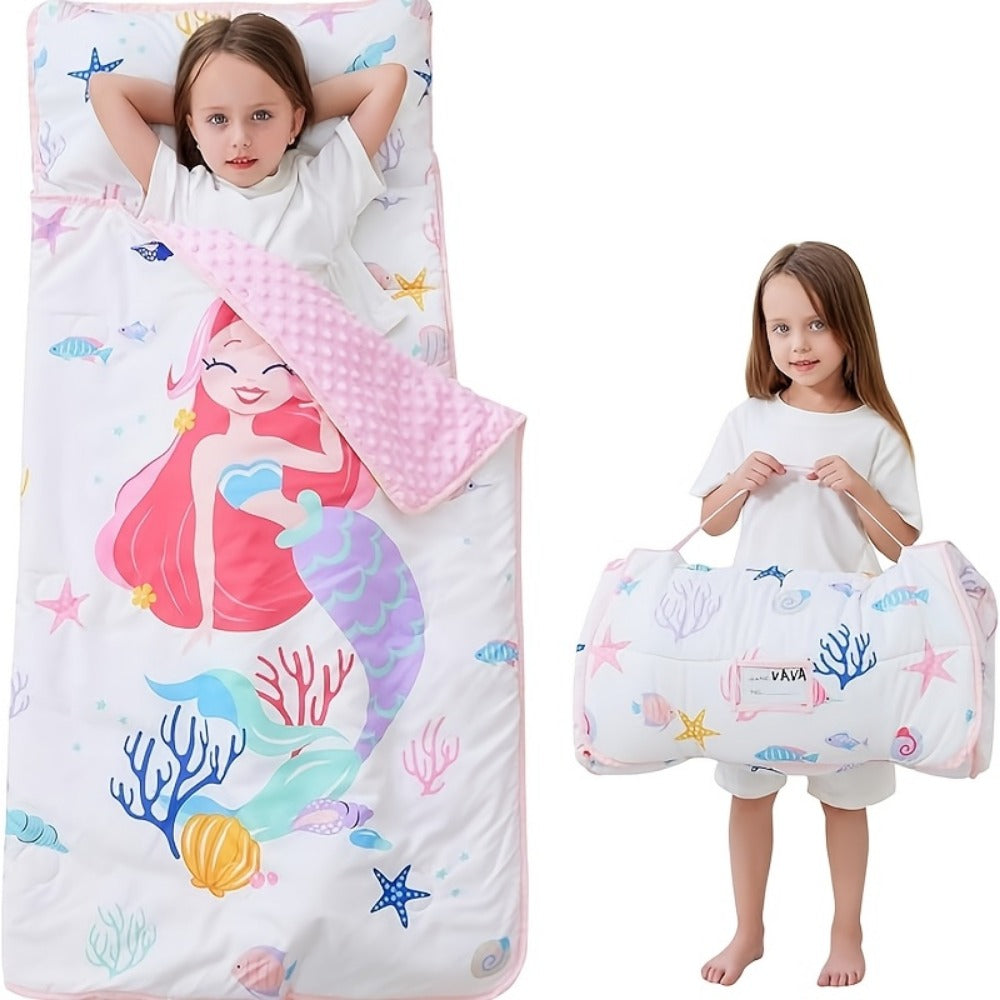 Toddler Nap Mat - Rolled Pillow and Blanket Set