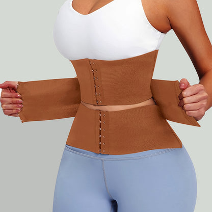 Brown Adjustable Hook-and-Eye Waist Trainer for Women - Postpartum Support, Tummy Control & Body Shaper Belt for Yoga, Fitness & Everyday Use, Tummy Control Shapewear