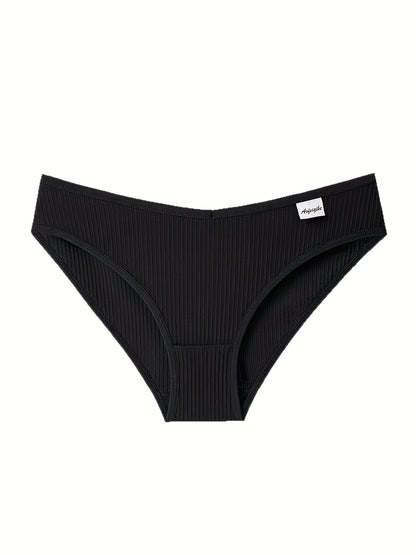 8pcs Women'S Panties Sexy Low-Waist Solid Color Briefs Ribbed Comfortable And Breathable Sports Underwear