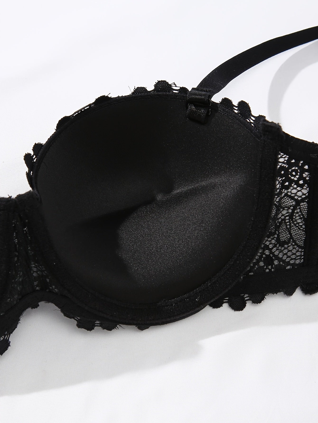 1pc Women'S White Lace Push Up Bra With Adjustable Straps, Floral Lace Bra With U-shaped Straps, Suitable For Everyday Occasions