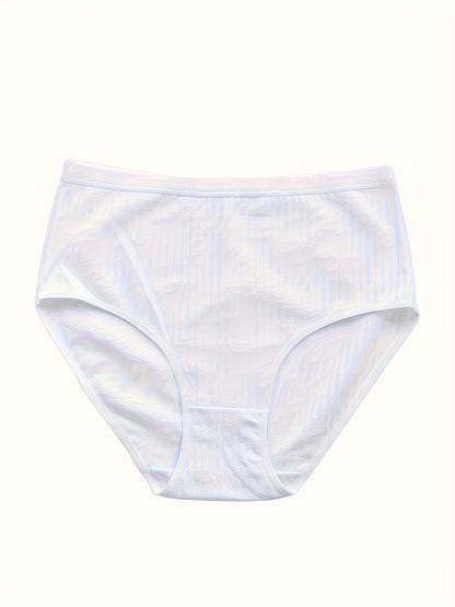 8pcs Of Oversized High Waisted Women's Underwear, 95% 5% Stretch, Breathable, Abdominal Control, Solid Color, Fabric Underwear