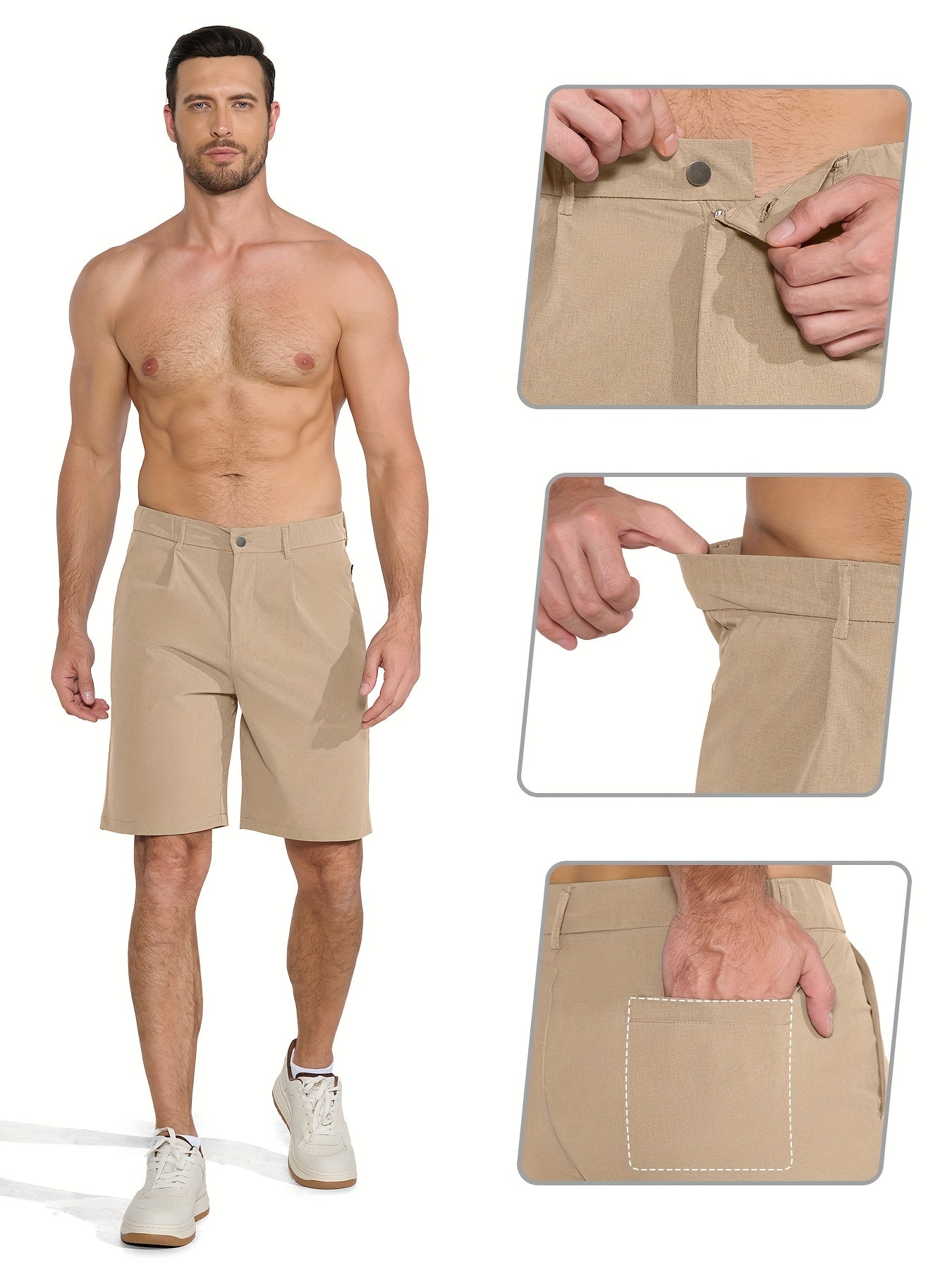 Men's Golf Shorts 9" Hiking Work Sports Casual Stretch Quick Dry High Quality Lightweight Work Shorts with 5 Pockets Quick Dry, Stretchy Comfort for Hiking & Leisur