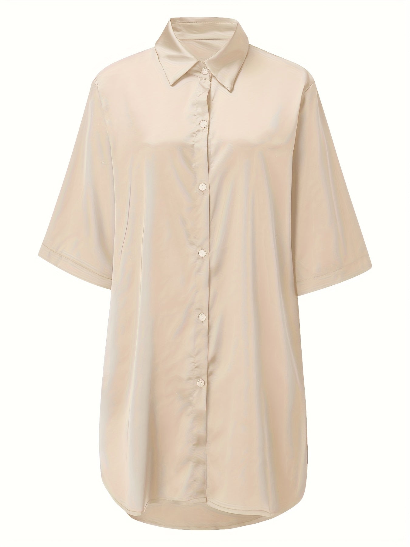 European And American Solid Color Sexy Shirt for Women Comfortable And Smooth Home Wear Long Pajamas