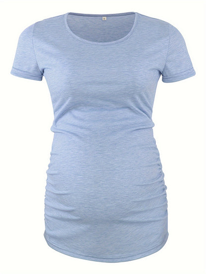 Women's Maternity Classic Side Ruched T-Shirt Tops Mama Pregnancy Clothes