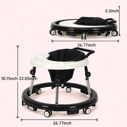 Baby Walker Foldable with 9 Adjustable Heights, Baby Walkers and Activity Center for Boys Girls Babies 6-12 Months, Baby Walker and Bouncer Combo with Wheels Portable Anti-Rollover, Mother's Choice