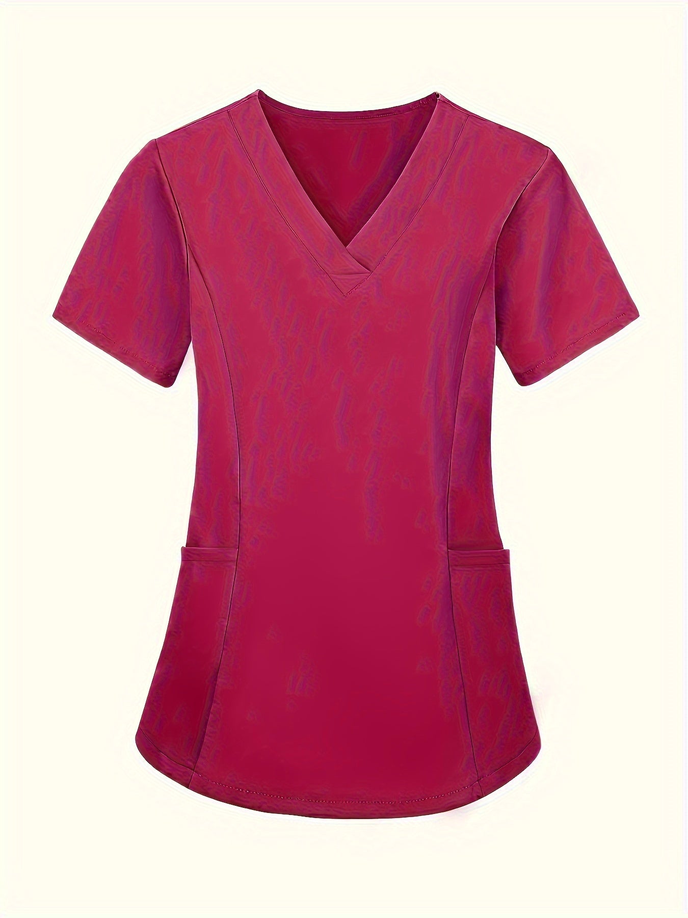 Fashion Casual V-neck Women's Work Clothes Care Comfortable Sweat-absorbing Brush Clothes Set, Fashion Short-sleeved Beauty Salon Medical Wash Clothes Work Clothes