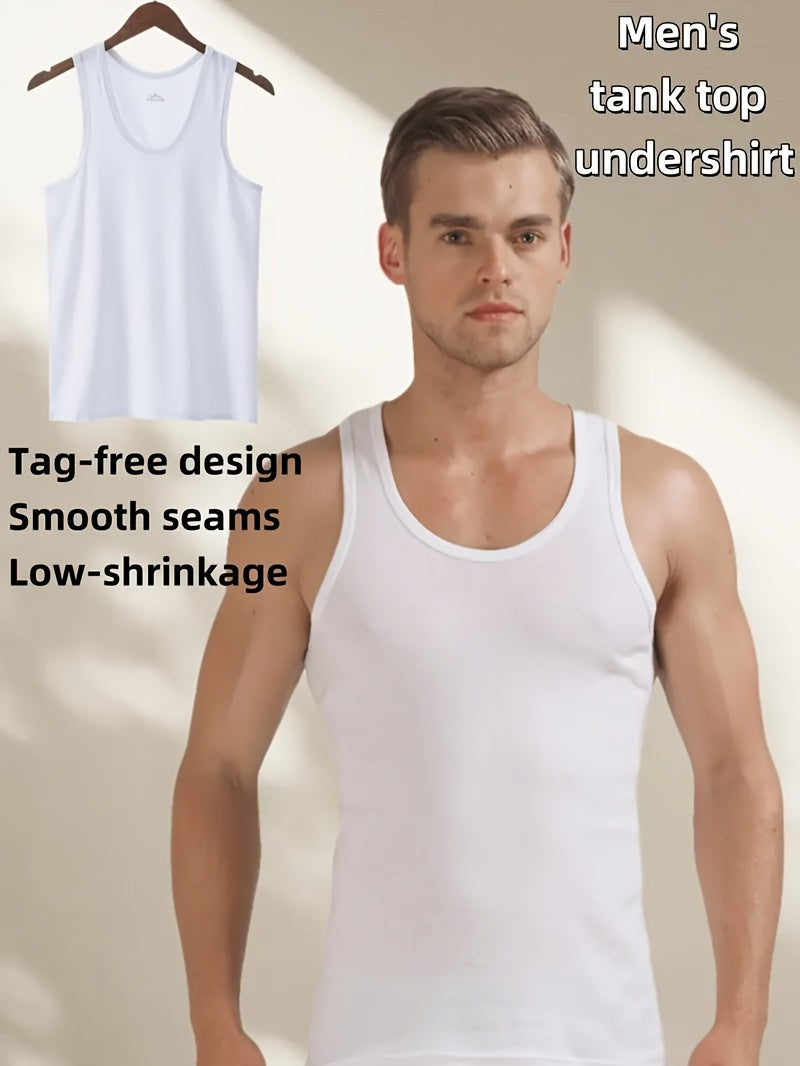 3pcs Simple Tops Pure Cotton Men's Vests And Tops Include Black, White And Gray, Suitable for Daily Wear, Sports, Going Out, Beach And Other Scenes, Spring And Summer Seasons