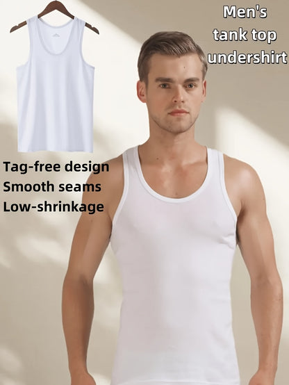 3pcs Simple Tops Pure Cotton Men's Vests And Tops Include Black, White And Gray, Suitable for Daily Wear, Sports, Going Out, Beach And Other Scenes, Spring And Summer Seasons