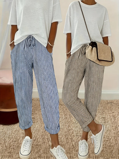 Two-Pack - Color Striped Casual Nine-Pants