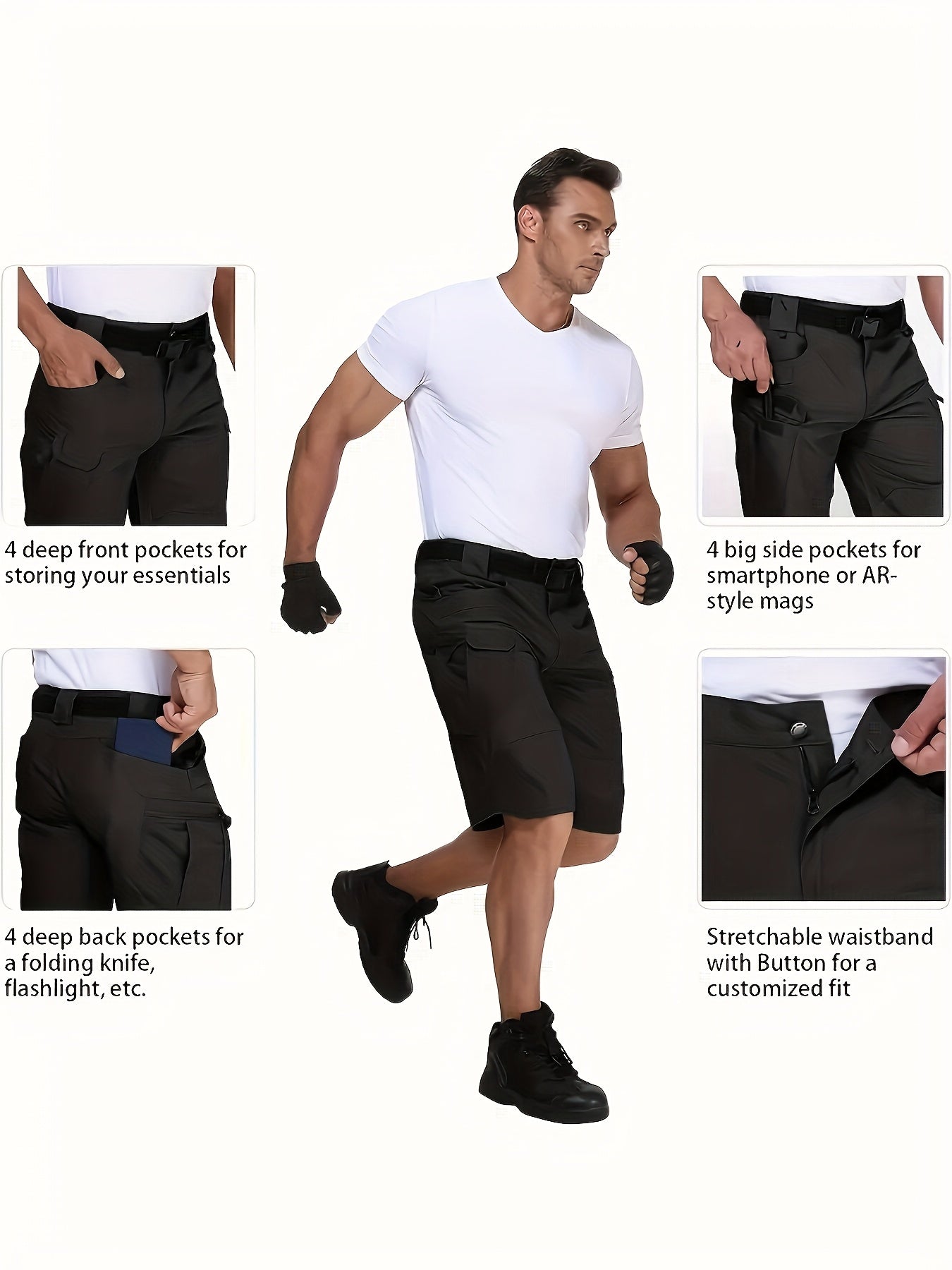 Men's Black+gray Shorts - product view 5
