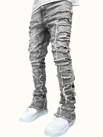 Men's Slim Fit Jeans - Classic Wash Distressed Travel 392485
