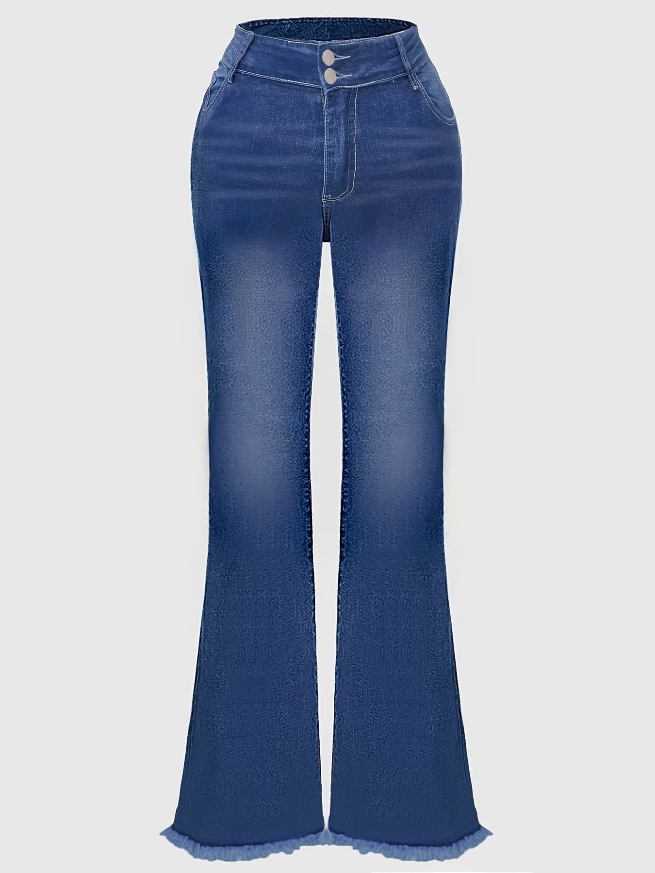 Women'S Denim Trousers Featuring Black Irregular Graphic Embroidery, a Spacious Back Pocket, High Waist, Flared Design, Durable Contrasting Color Wash, And Cat Whiskers, Embodying a Sophisticated Retro Aesthetic