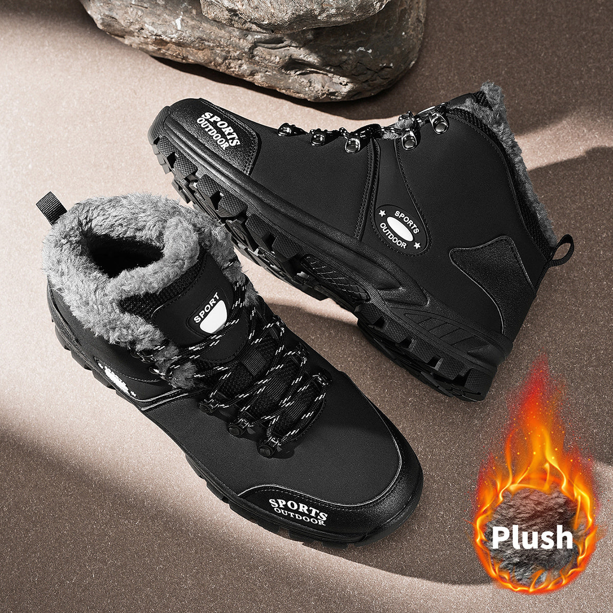 Non-Slip And Walking Hiking Boots, Hunting Winter Boots for Women Men, Unisex Warm Boots Barefoot Shoes Work Boots, Women Snow Boots, Wide Toe Box Barefoot Sneakers, Hike Footwear Riding Boots, Trail Lined Warm Ankle Boot