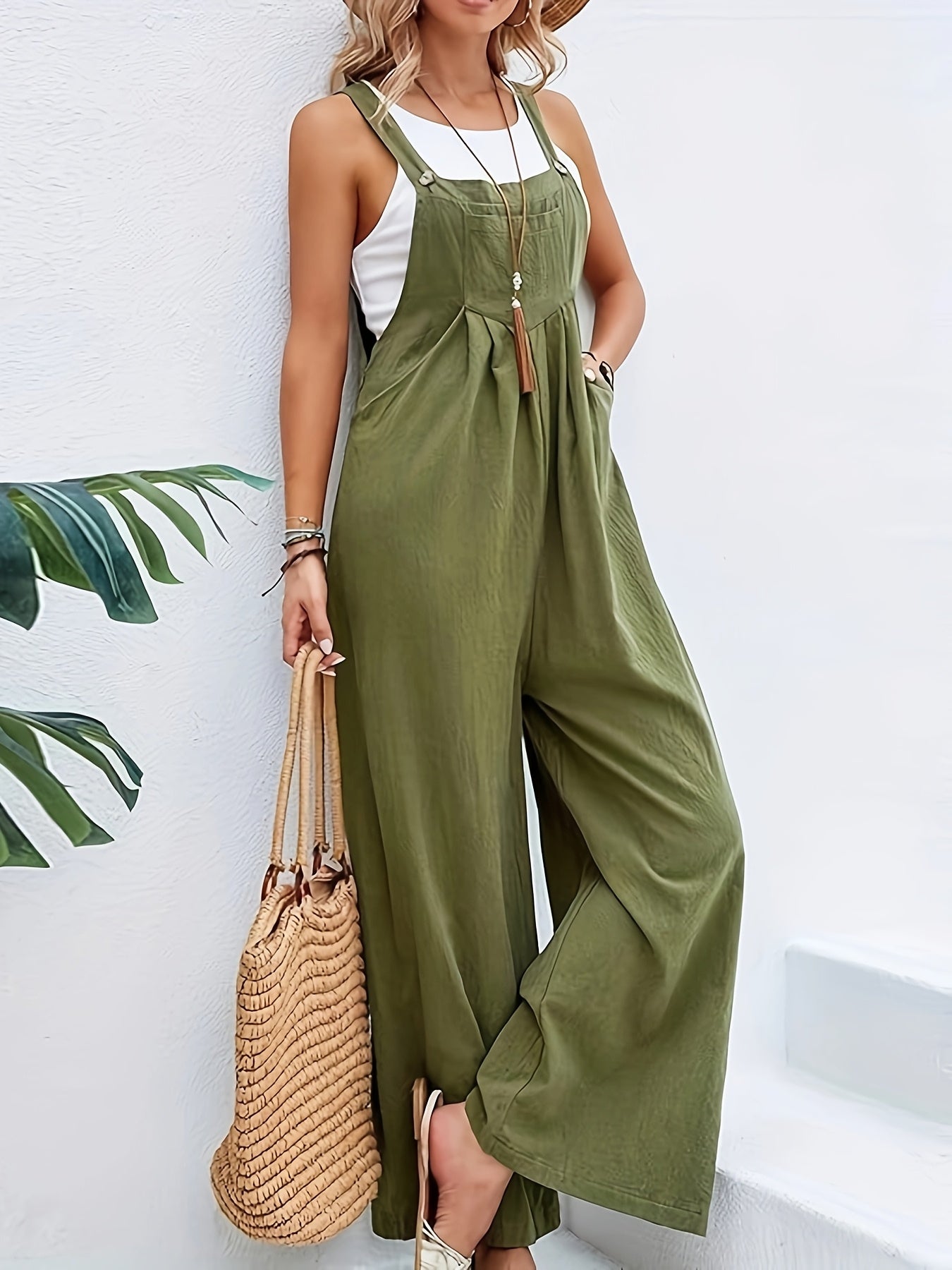 Scacto 2025 Summer Comfortable Women's Casual Loose Clothing Jumpsuit Y2k Fashion Overalls Square Collar Sleeveless