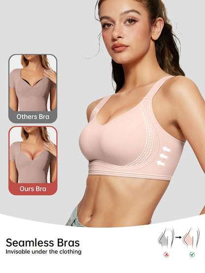 Women's Wireless Bra Comfortable Breathable Seamless Bra Soft Sleeping Bra Push Up Women's Underwear Daily Casual Bra Full Cup Sports Bra Suitable for Daily Wear Adjustable Shoulder Straps