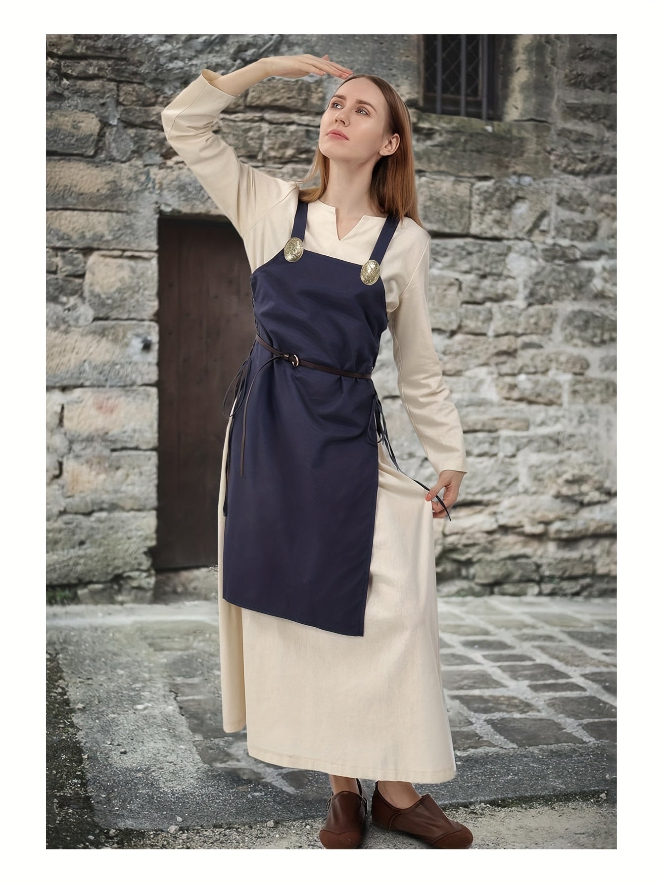 Medieval Women's Linen Dress - Renaissance Chemise Cosplay Maxi Ren Faire Costume