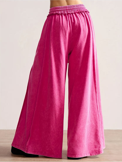 BOHO Ladies' Casual Patchwork Color Loose Wide-Leg Washed Pants