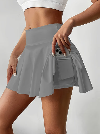3pcs Women's Athletic Pleated Skirts with Pockets- High Waist, Stretchy Polyester Tennis& Yoga Skort, Machine Washable, Black/White/Gray, Side Tie Detail, Comfort Fit for Lifestyle, Tennis Skirt