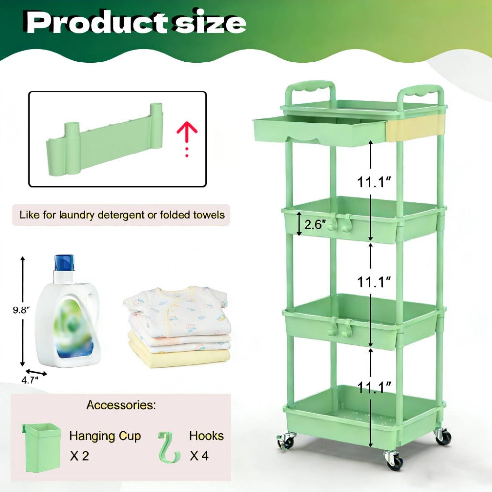Nursery Storage Cart - Mobile 3-Tier Organizer